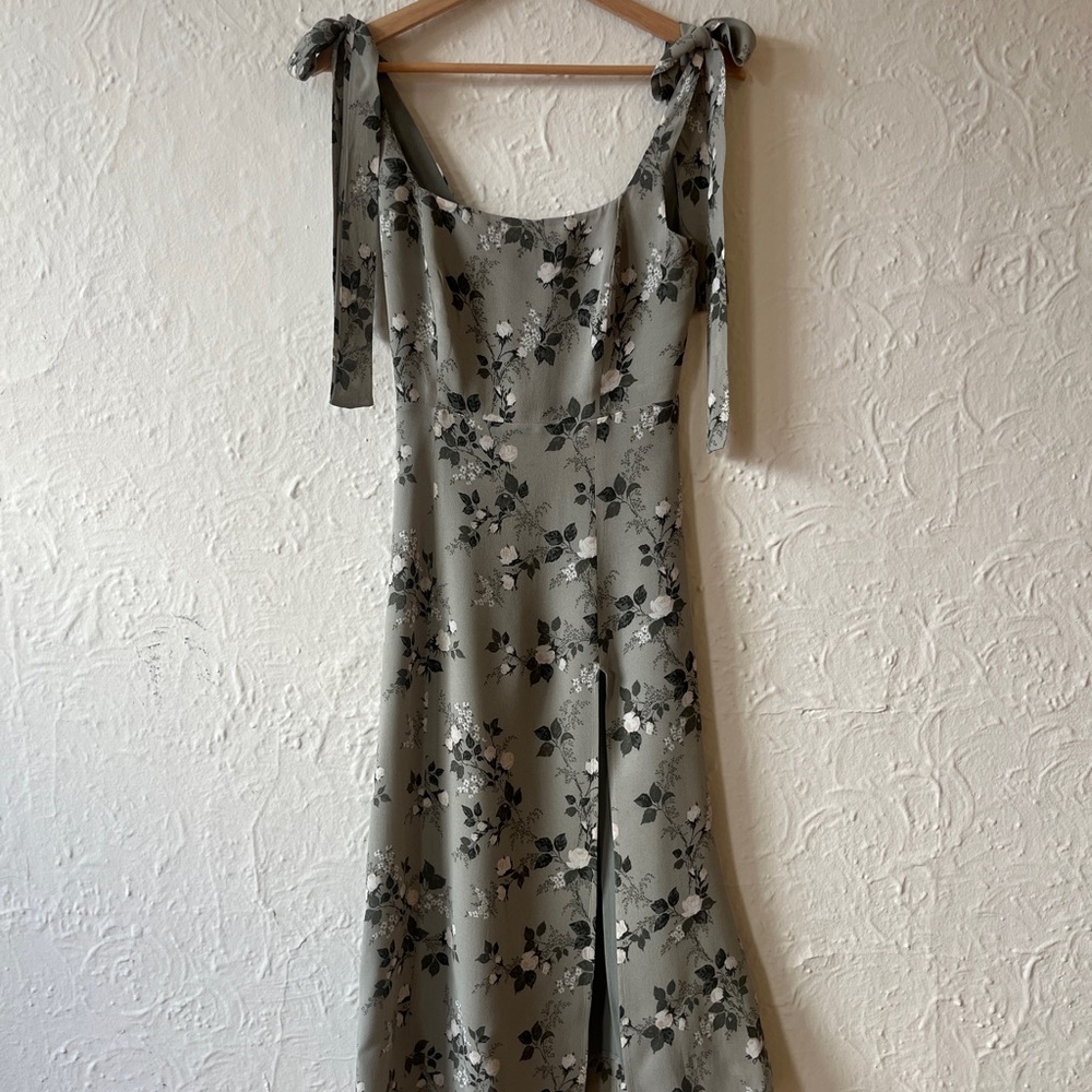 Reformation Sage Green Floral Midi Dress